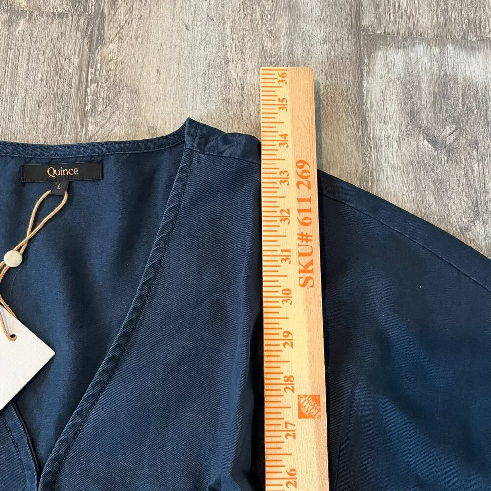 NWT! Quince Vintage Wash Tencel Button Front Dress, Midnight Blue, Size Large - Picture 12 of 13